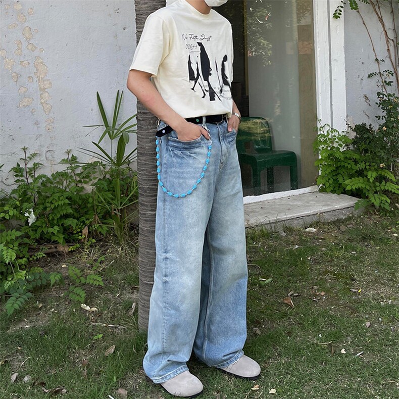 网图cleanfit裤子高街潮牌水洗微喇叭牛仔裤NZ05,男装牛仔裤,星座310A-4