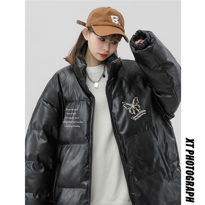中性风23新款冬季时尚百搭立领PU皮棉服外套MY6459P115控158,男装棉衣,电商A268