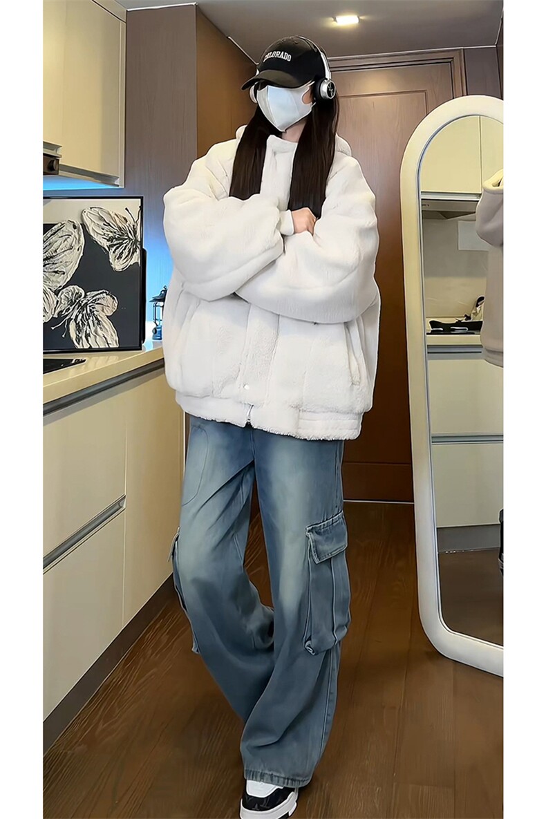 美拉德气质羊羔绒加绒加厚气质棉衣宽松连帽外套HY676TP98,男装棉衣,电商A102B