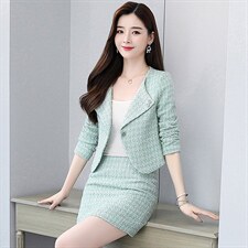 高端套装名媛女装2024年新款春装时尚洋气包臀小个子半身裙两件套，女装套装/套裙，罗腾