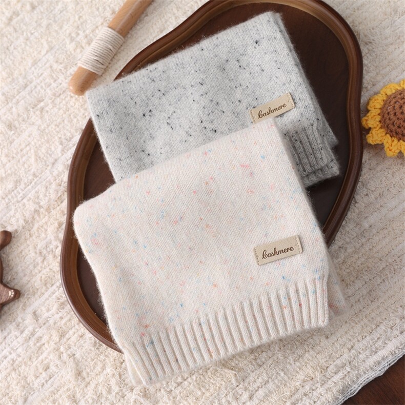 2025年新款儿童加厚点纱针织羊绒围巾时尚休闲保暖百搭，围巾，联起羊绒