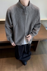 韩系立领双拉链毛衣慵懒风cleanfit针织衫外套5Q1146-TP55118，男装针织衫/毛衣，电商A102