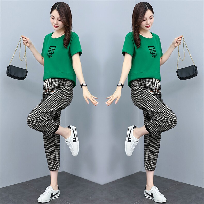[现货]时尚休闲运动套装女2024年夏季新款气质显瘦两件套薄款,女装套装/套裙,妃曼