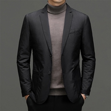 2023年新款冬季男士白鸭绒羽绒服翻领保暖外套修身西服大衣，男装羽绒服，电商B360