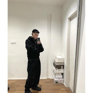抖音得物高品质二开 26春装重磅宽松结构拉链设计高领连帽卫衣W76图片