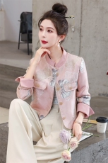 欧货精品轻奢捡漏女2024秋季新中式提花百搭气质休闲复古外套上衣，女装短外套，韩美纤衣