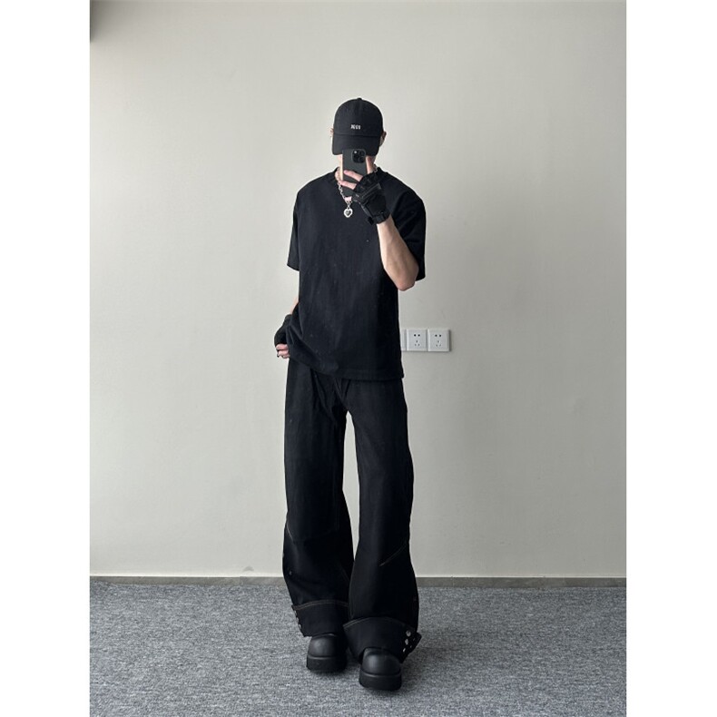 抖音高质量美式复古翻边牛仔裤ZK0248-P70,男装牛仔裤,星座313A(原308A-2)