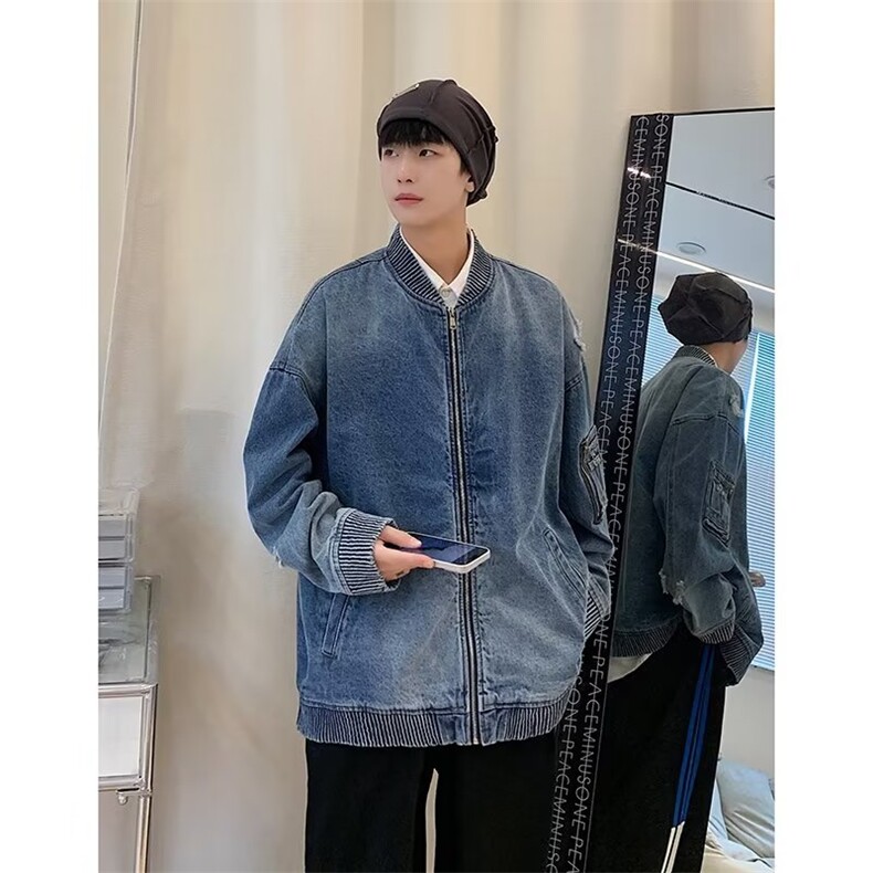 牛仔夹克男韩版潮流高级感高街帅2023秋冬季新款ins外套W5175-P92,男装夹克,星座412-3