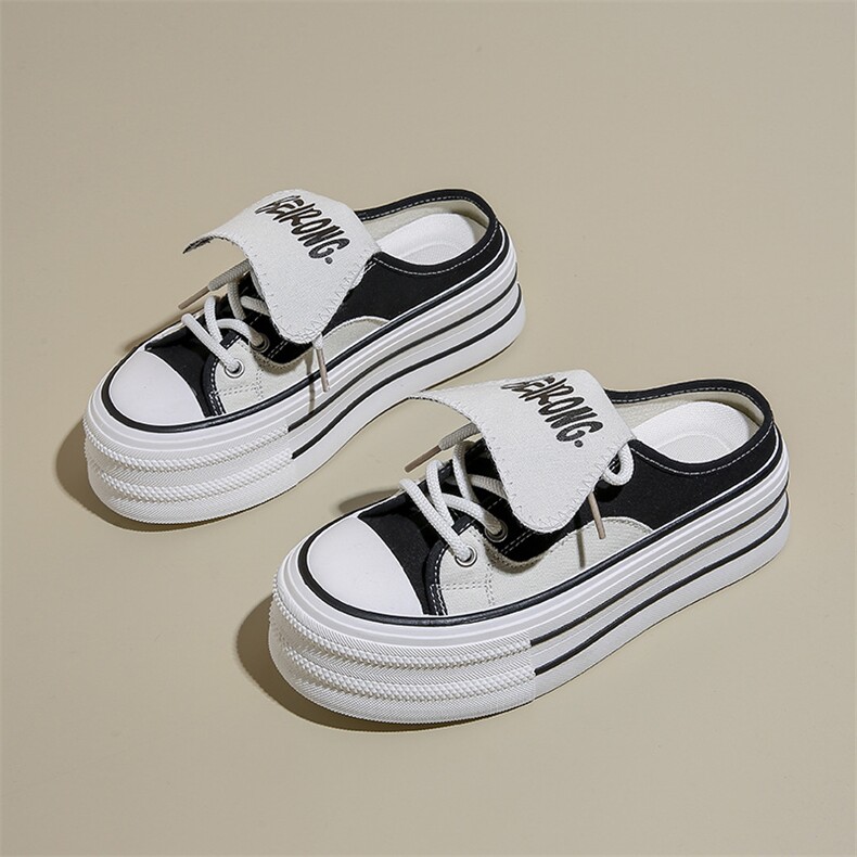 X4096-P95帆布鞋子女夏季新款韩版女学生休闲厚底百搭板鞋，女鞋拖鞋，星座1407-3