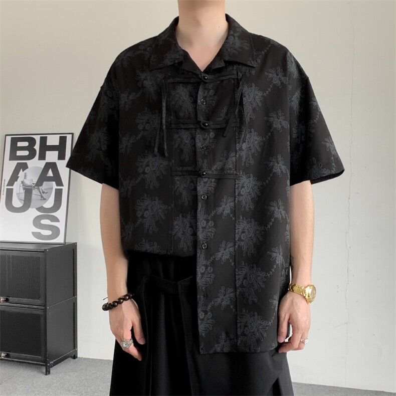夏装2025新中式盘扣复古衬衫男女同款风上衣大码汉服衬衣大码,男装衬衫,星座909