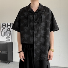 夏装2025新中式盘扣复古衬衫男女同款风上衣大码汉服衬衣大码，男装衬衫，星座909