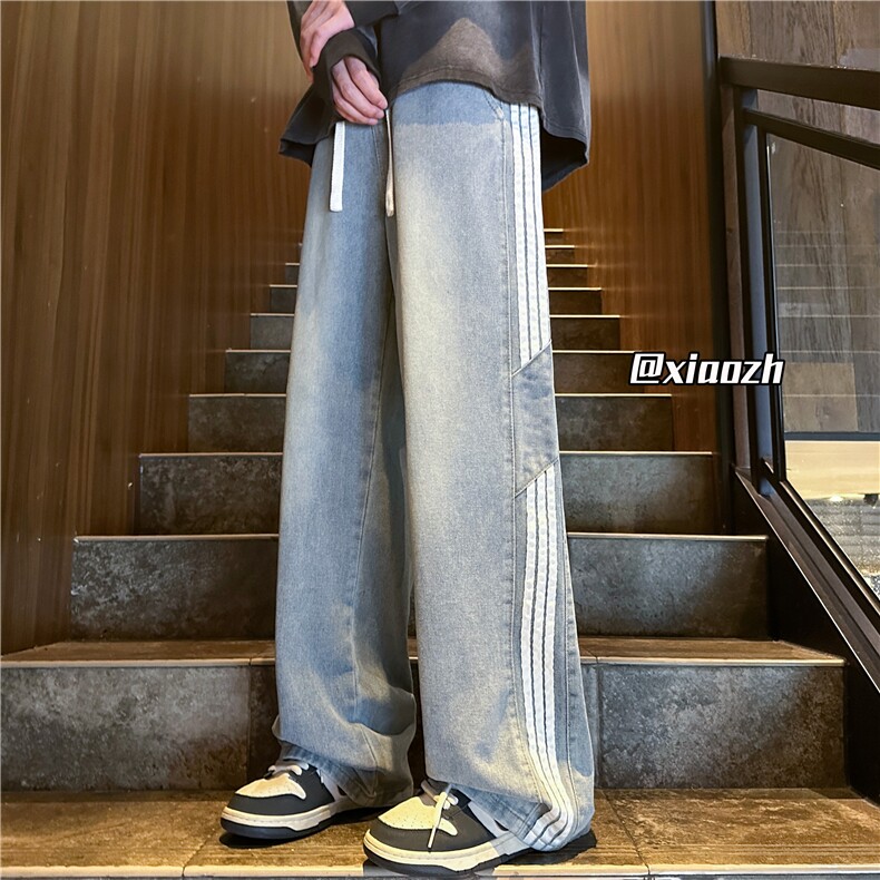XZ616 秋季新款重磅破缝织带拼接休闲牛仔长裤 TY3793 特P40控78图片
