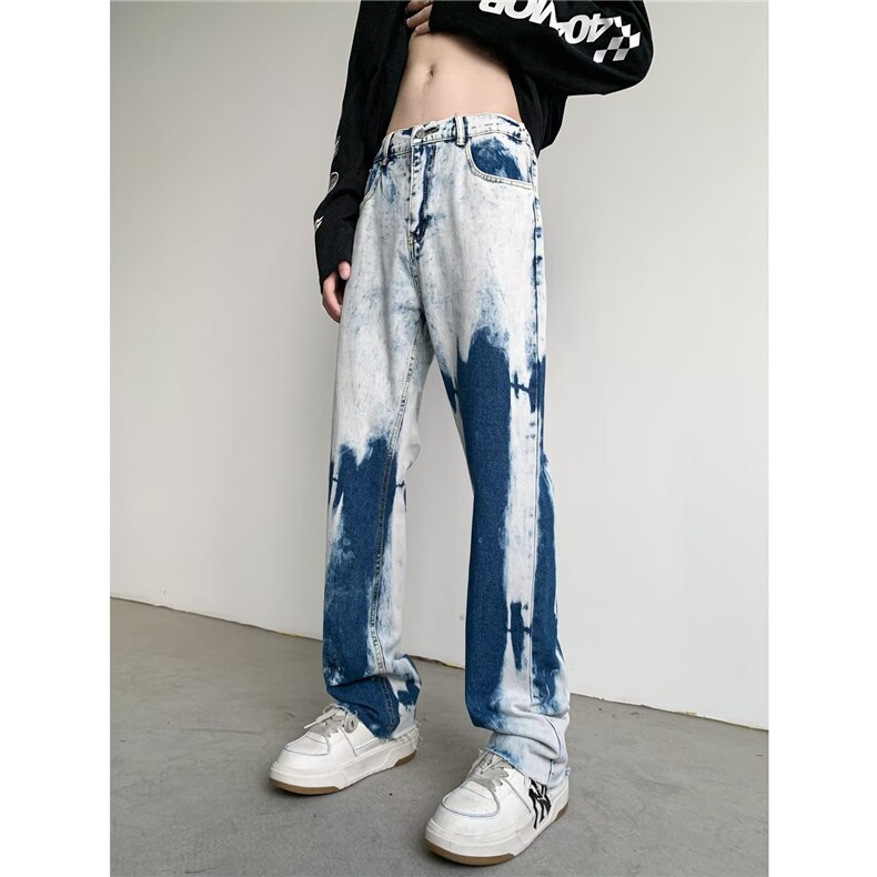 轻欧美裤子vintage不规则渐变扎染牛仔裤美式男艺野系裤y18/P45，男装牛仔裤，星座506