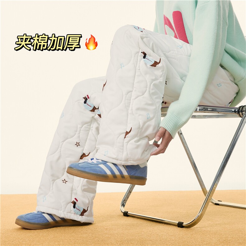 冬季新款保暖夹棉加厚满印小狗宽松休闲棉裤B315-K882-特p45控88，男装棉裤，电商B315