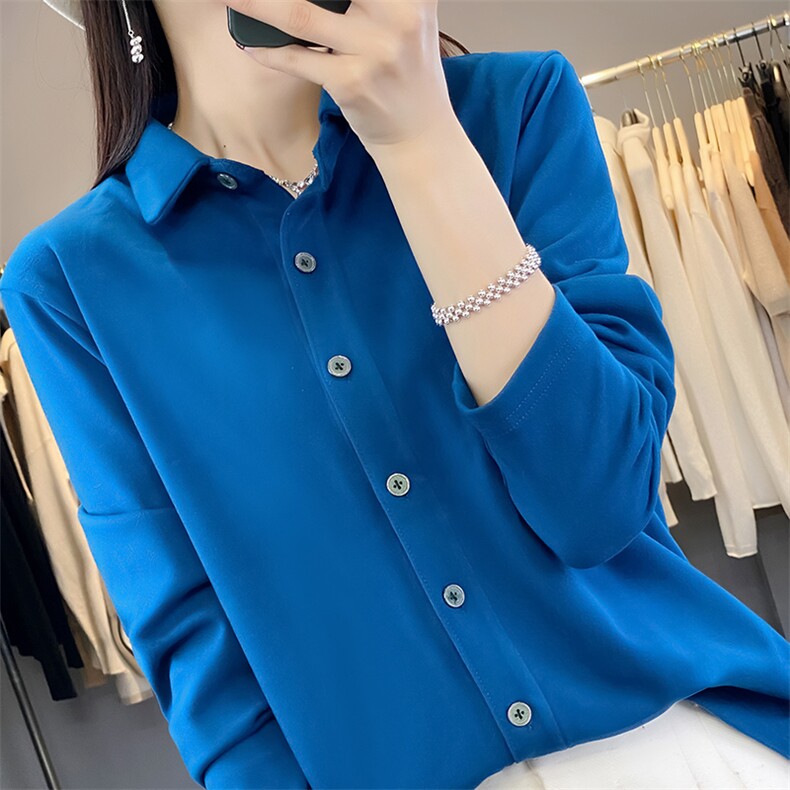 秋冬polo领德绒衬衫女单排扣休闲衬衣外套上衣宽松显瘦百搭开衫,针织衫/毛衣,佳绒高端店
