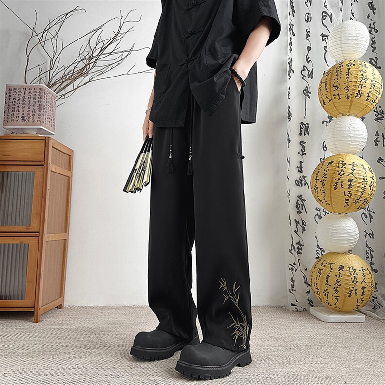 文艺帅气结休闲裤男士百搭夏季2024新款ins宽松长裤K5217-P43,男装休闲裤,星座412-3
