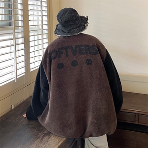 冬季撞色立领羊羔绒棉服外套工装痞帅美式加厚棉衣MY002p138控158图片
