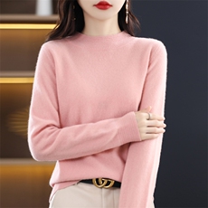 2025年秋季时尚百搭通勤简约休闲半高领套衫，女装针织衫/毛衣，大美人包芯纱店