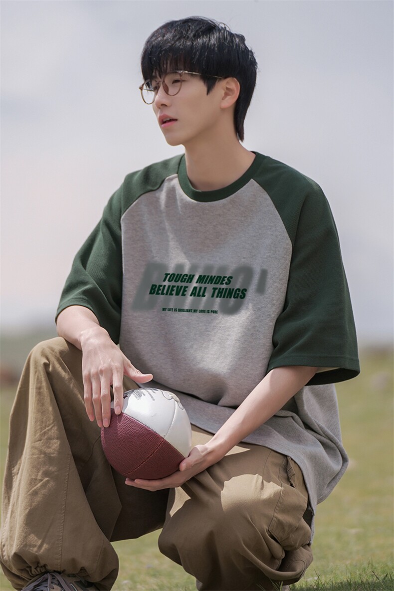 港风23夏季新款字母印花时尚潮流百搭短袖宽松T恤DT6363P35控58,男装T恤,电商A268A