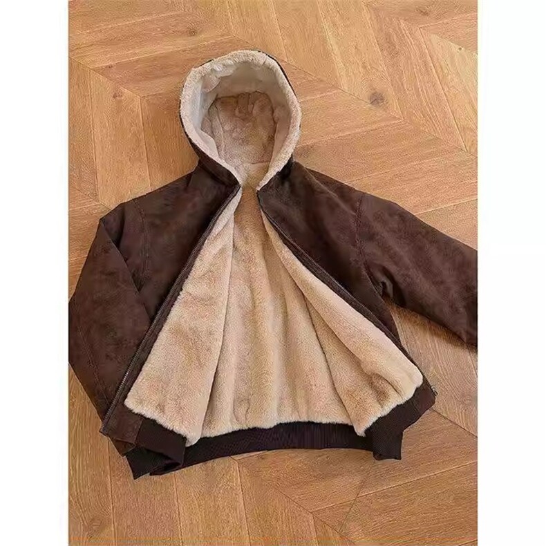 现货高品质美式冬季重磅座山雕大毛毛领pu皮棉衣男女加厚外套,男装皮衣,电商A443