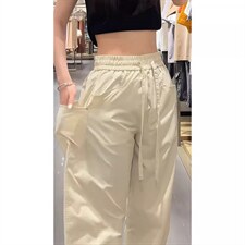 1506/QA030/P43春秋季裤子男简约纯色设计感大口袋阔腿弯刀裤男，男装休闲裤，星座1506