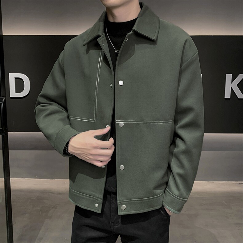店主风高端呢子明线宽松韩版外套大衣夹克男A236-JK5037-P130,男装夹克,电商A236