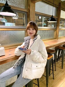 棋盘格羽绒服,女装羽绒服,雾灵水Lady-Lin