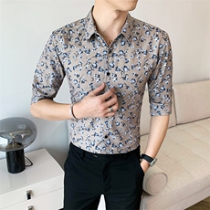 312A-115-P552025新款韩版修身帅气花衬衫英伦时尚男士衬衣B，男装衬衫，星座312A-5