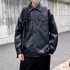 秋季小众高级感立领机车皮衣男宽松炸街垫肩夹克外套潮PU907/P68，男装夹克，星座506