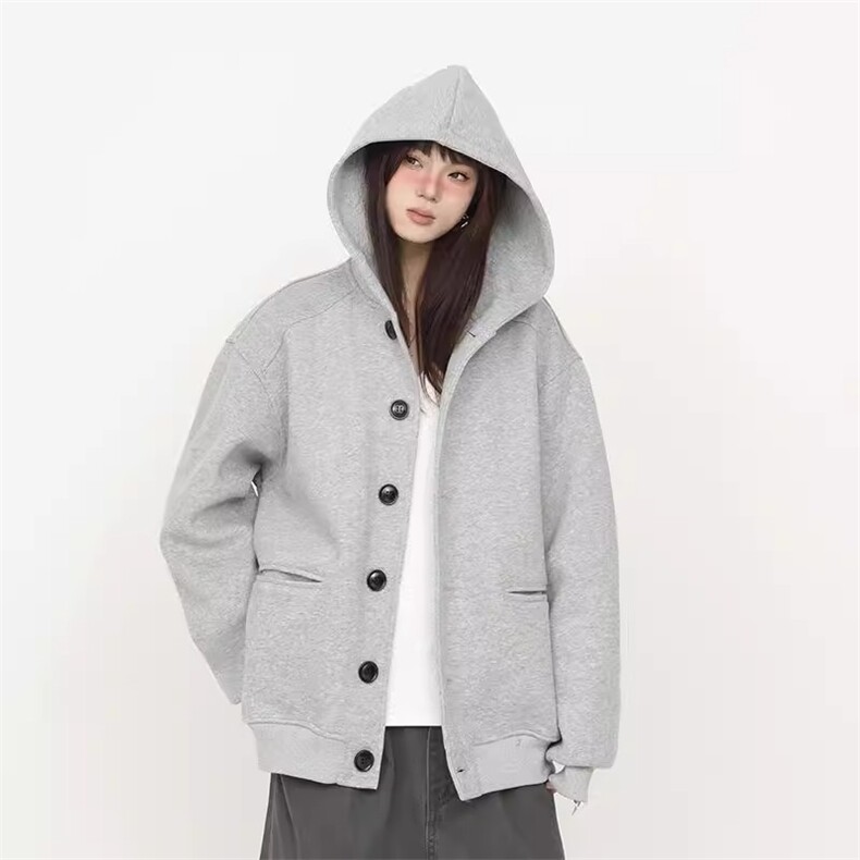 1506-1/WF341/P59连帽卫衣春季新款简约通勤宽松休闲百搭外套,女装短外套,星座1506-1