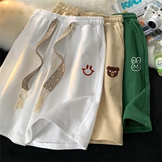 夏季港风中性潮流宽松趣味印花针织短裤男女情侣A6216P35控48，男装牛仔裤，电商A268
