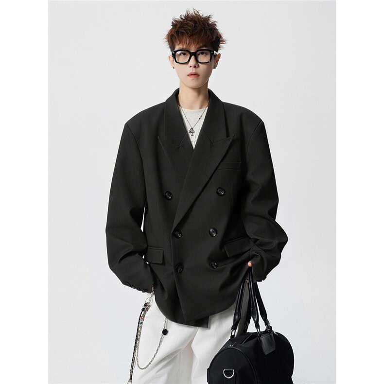 双排扣大码M-5XL西服男成分96%聚酯纤维4%氨纶XF78127P85控128，男装西服，星座227-7