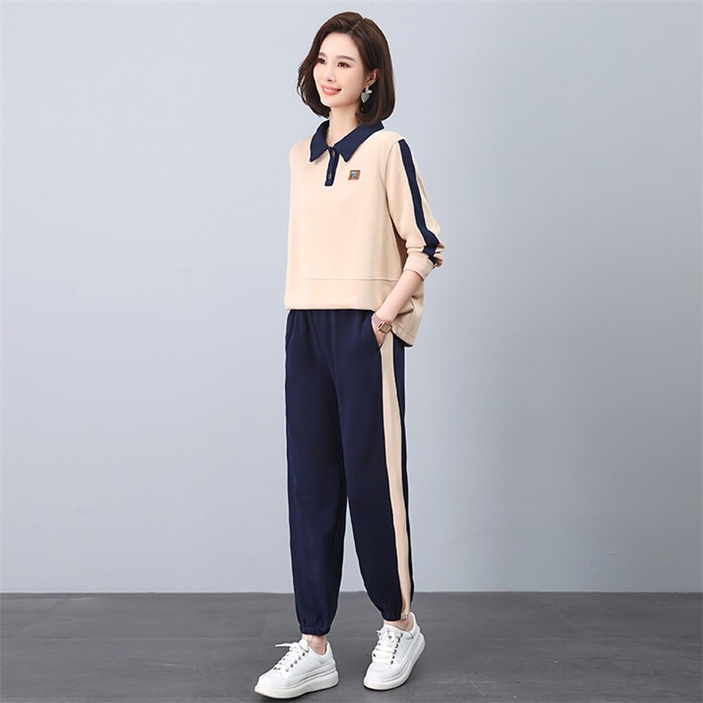 运动服套装女春秋季2025秋装新款时尚妈妈洋气大码休闲卫衣两件套,女装套装/套裙,天丽