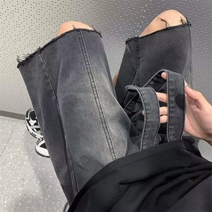 水洗牛仔短裤男夏季美式复古炸街痞帅裤子高街潮牌宽松阔腿五分裤图片
