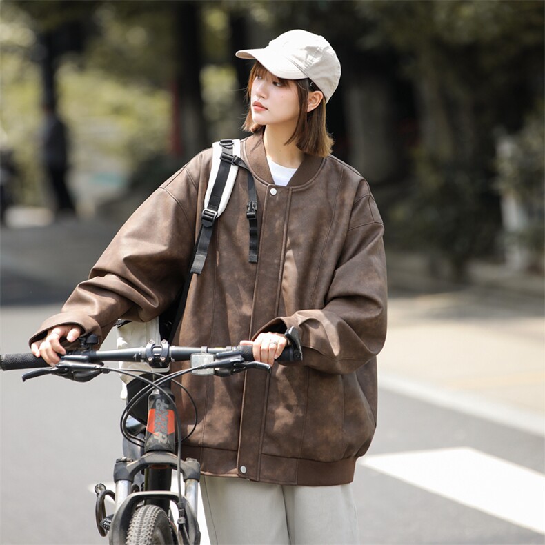 中性风机动皮衣 美式潮牌皮夹克外套光板二开A406 JK1206 特P83图片