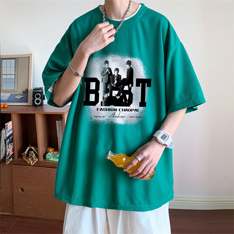 ！2024夏季新款男士潮流华夫格短袖T恤冰爽半袖TXH302P25图片