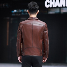 海宁皮衣男士皮夹克头层牛皮机车服短款翻领韩版帅气外套潮流，男装夹克，电商B360