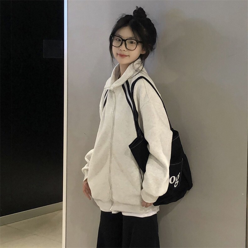 抖音得物高品质二开25秋冬美式重磅结构织带撞色立领卫衣外套W70,男装卫衣,电商A486