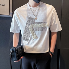 夏季短袖T恤男2025新款潮牌拼接男装半袖体恤A313-K822-P55，男装T恤，电商A313