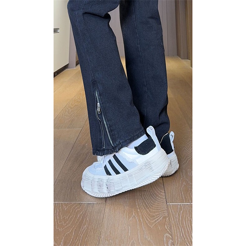 现货 秋冬渐变拉链黑色直筒大码修身牛仔裤男 K5804-K5805-P50图片