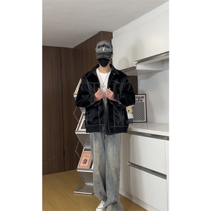 直播品质多结构皮衣美式潮牌假两件皮夹克X1213-DY2316-特P108图片