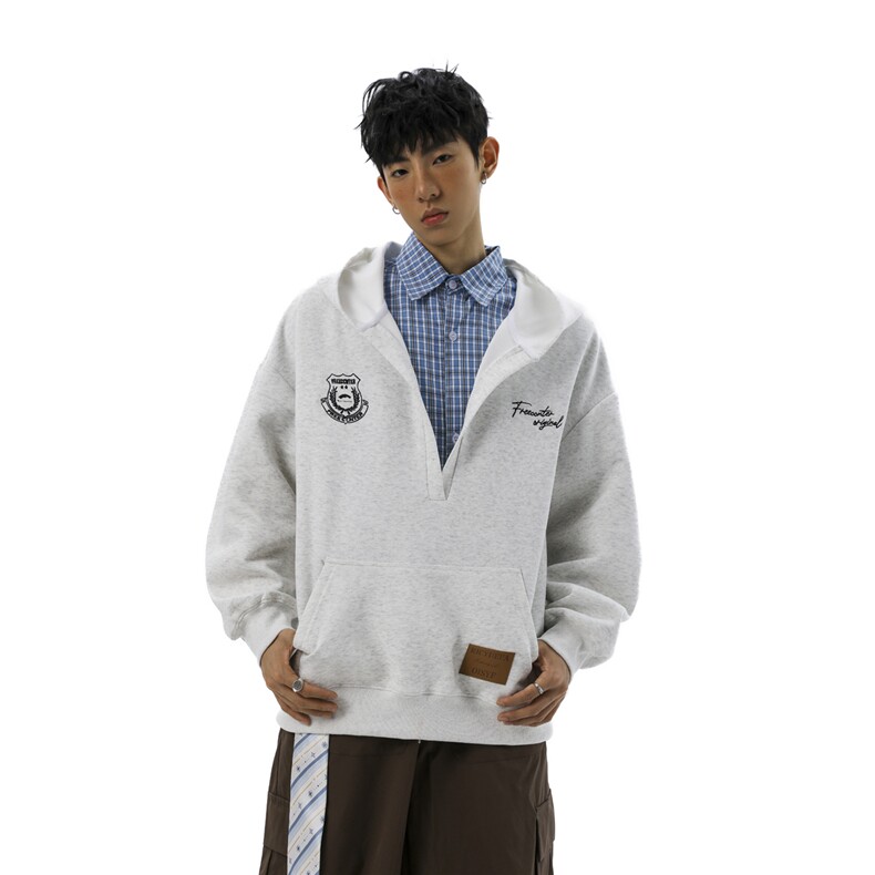 无影墙美式大V领设计大码S-XL连帽潮流休闲卫衣男WY78069P68控108，男装卫衣，星座226-1