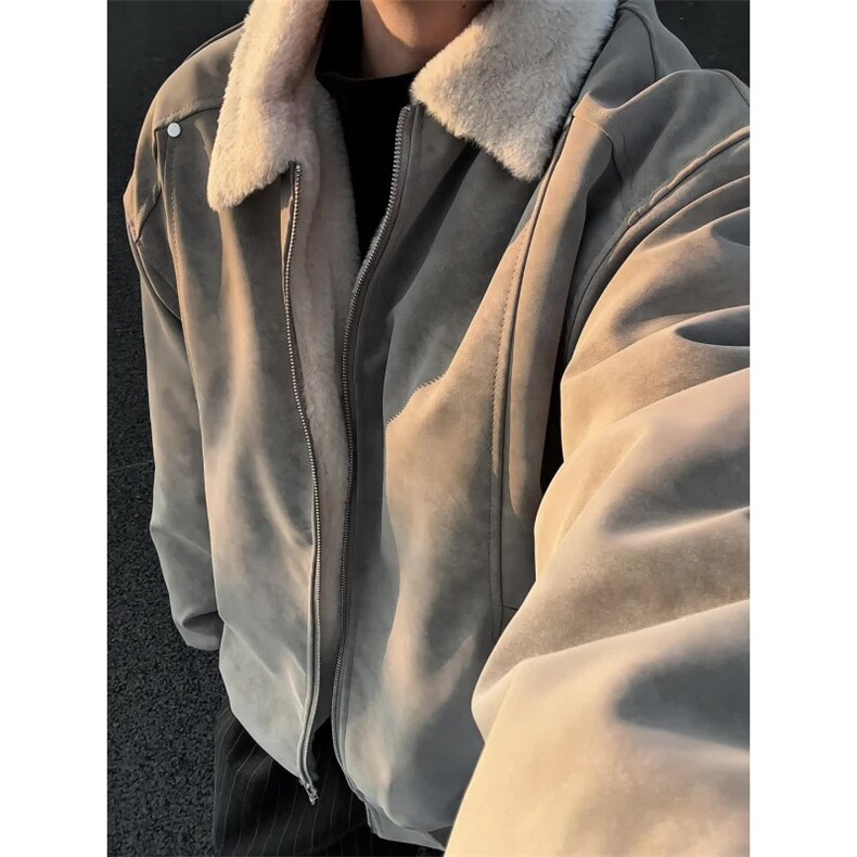 现货冬季美拉德雾面PU皮衣棉服兔毛加绒加厚保暖棉衣MY258/P85,男装皮衣,电商B318