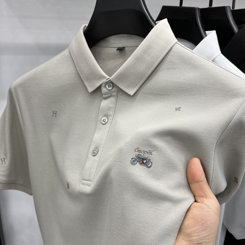 夏季新款男士短袖POLO杉高档轻商务翻领百搭中年爸爸装图片