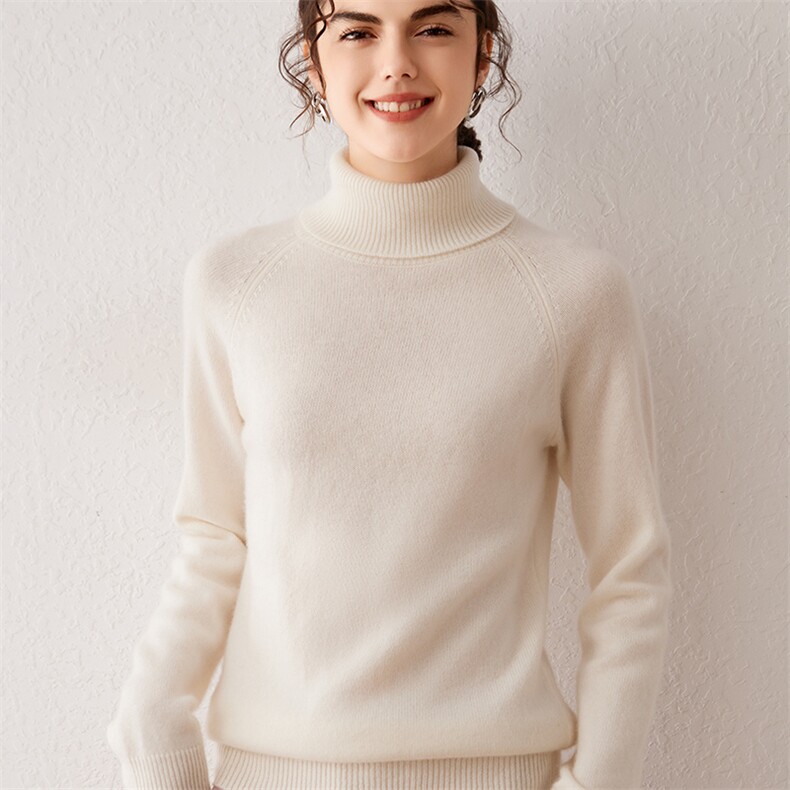 高端亲肤山羊绒衫女高翻领宽松加厚毛衣插肩针织打底衫秋冬，女装羊绒衫，云暖羊山羊绒