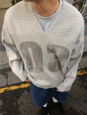25M10-P60秋冬美式潮流男女套头针织衫V领毛衣休闲百搭打底衫，男装针织衫/毛衣，电商B327