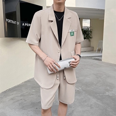 2023短袖套装夏季薄款冰丝衬衣服高级感痞帅西服PS06-P115-控158，男装西服套装，星座816A（原B366）