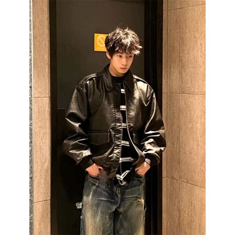 网图现货春季工装夹克皮衣飞行员外套1209-1-JK19-P90主推可谈,男装夹克,星座1209-1