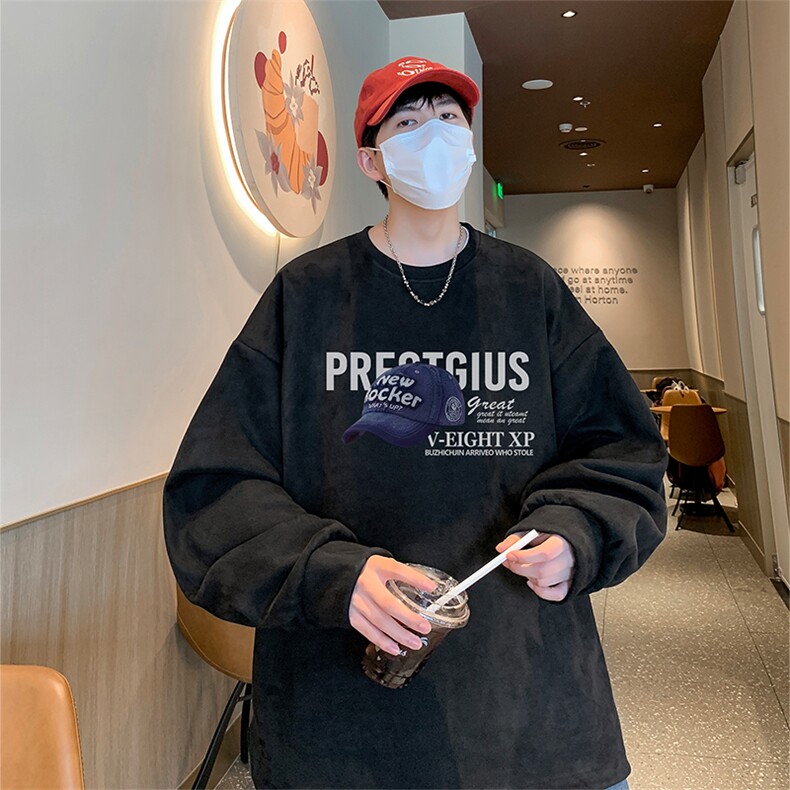 25新款港风供抖音直播得物高品质麂皮绒宽松男卫衣W3506P38,男装卫衣,电商C408-1(原B339-1)