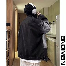 JK8898-P57美式渐变牛仔外套男春秋季高街潮牌复古宽松潮流，男装工装外套，电商B323A